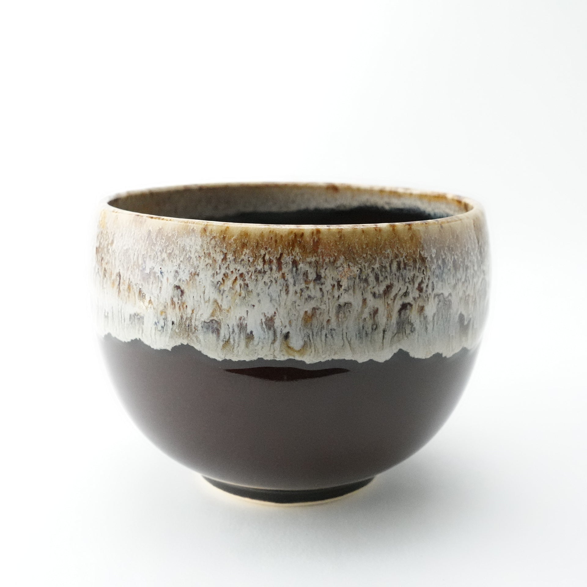 飴茶白唐津流し 丸抹茶碗 波佐見焼 陶器 ボウル カフェオレボウル – 玉