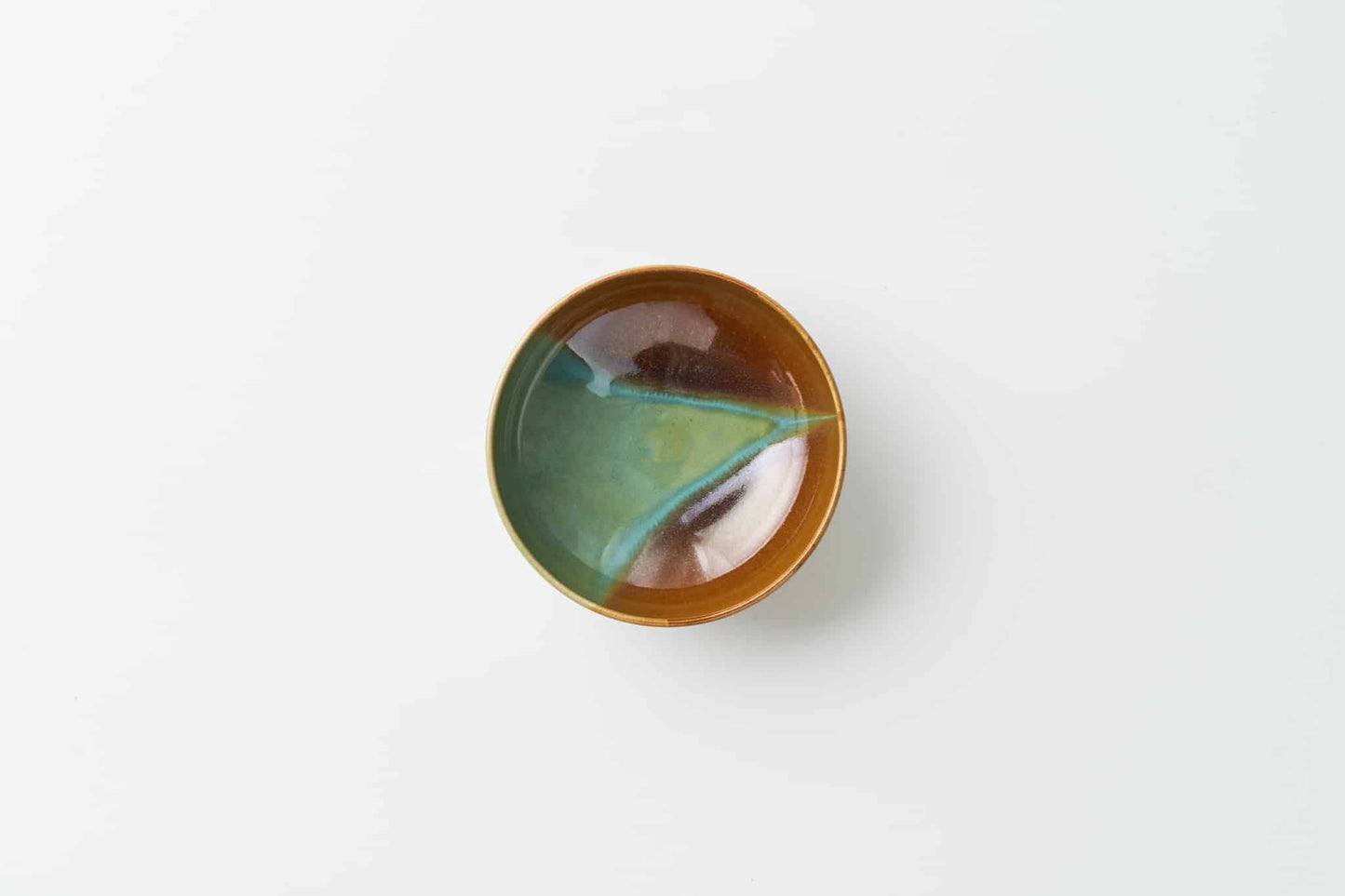 掛分織部飴釉 丸平鉢