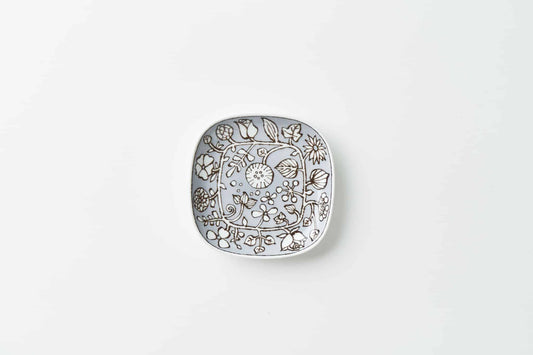 フラワーパレード 角プレート小グレー