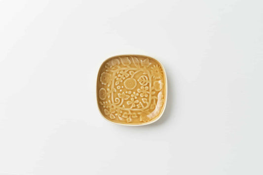 フラワーパレードレリーフ 取皿キャメル