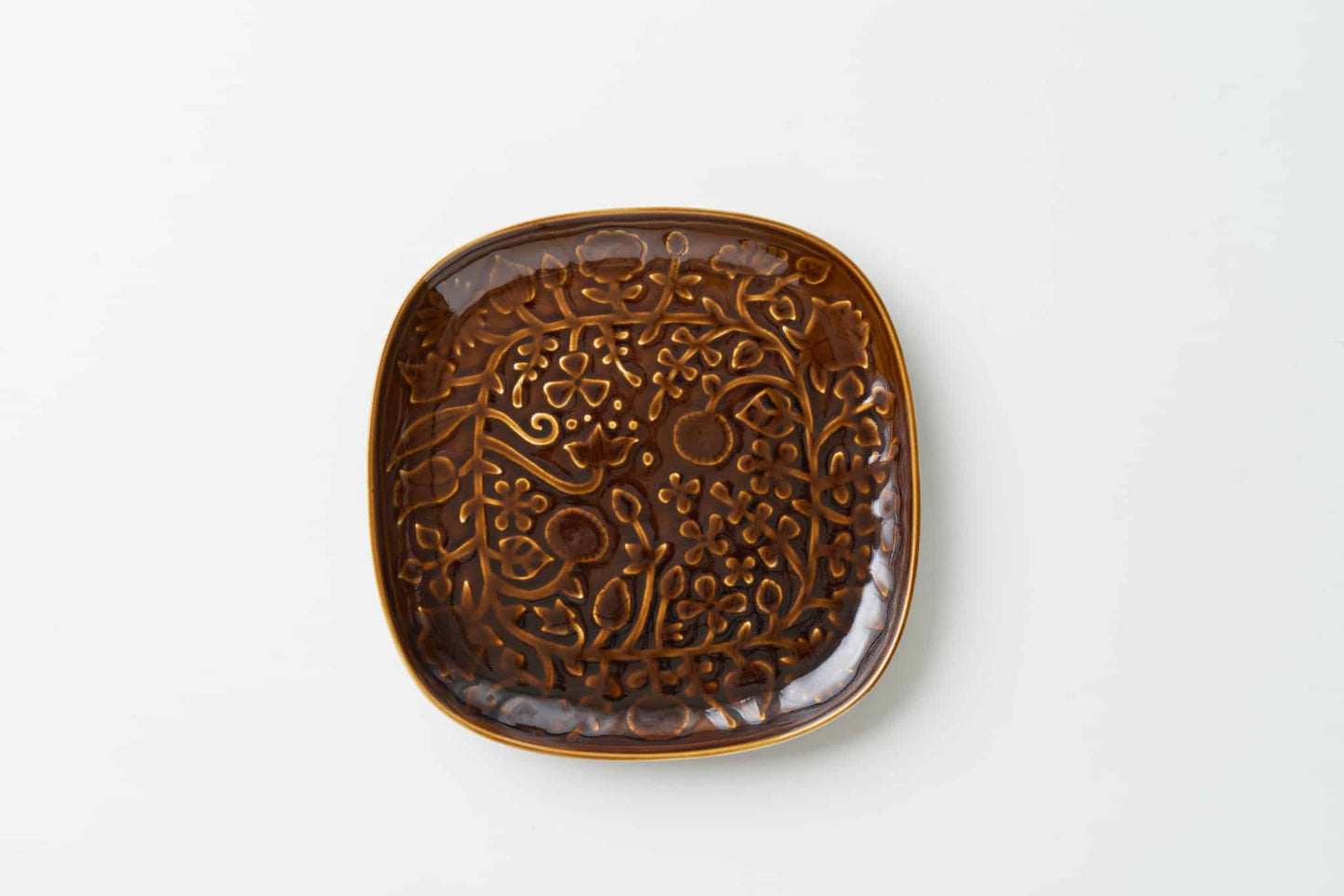 フラワーパレードレリーフ 盛皿ブラウン