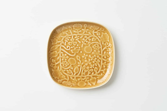 フラワーパレードレリーフ 盛皿キャメル