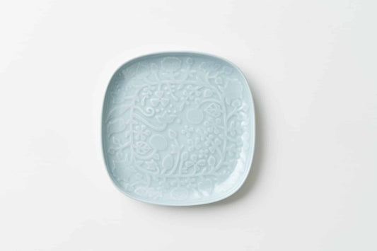 フラワーパレードレリーフ 盛皿グレー