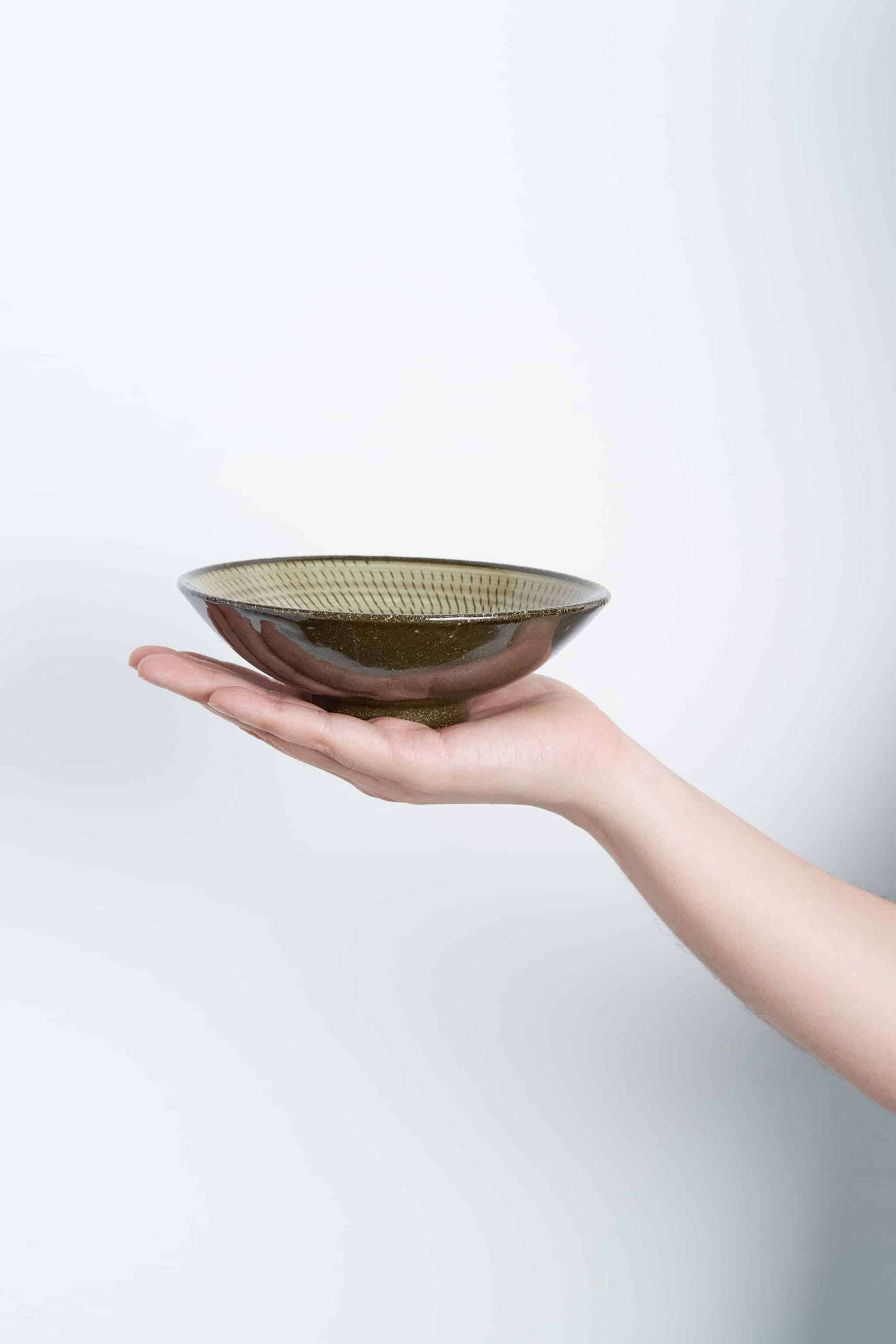 FD黄釉飛びカンナ 目剥ぎ五五平鉢