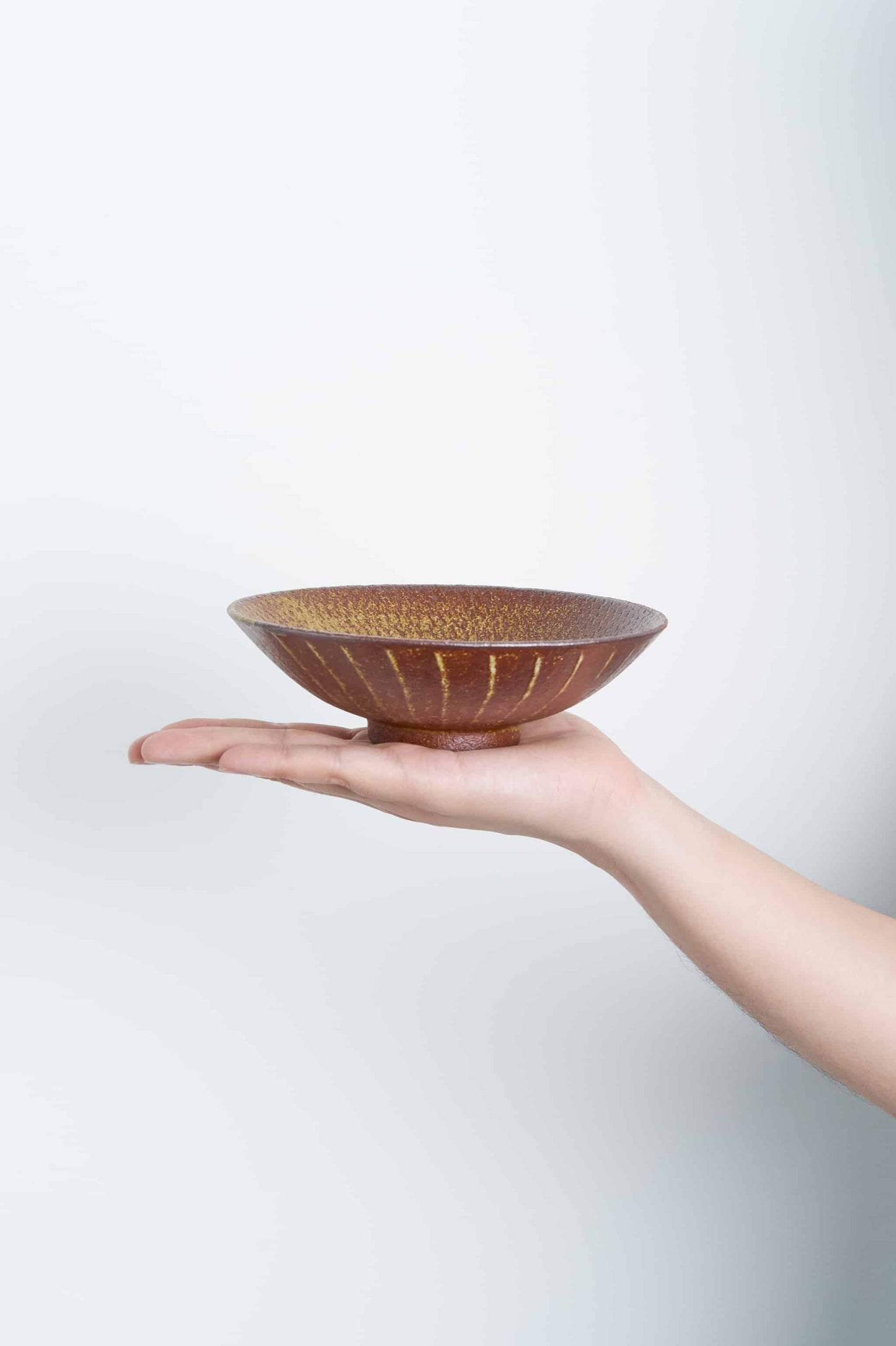 荒土焼締内外鉋打ち刷毛 平碗