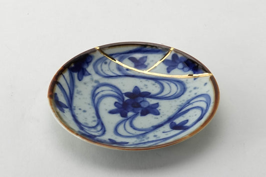 金線古染流水 小皿