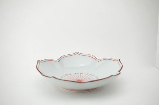 洸琳窯 桔梗絵(赤)桔梗型皿