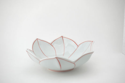 洸琳窯 花紋(赤)鉄仙花型小鉢
