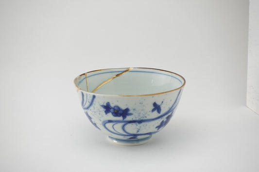 金線古染流水 飯碗