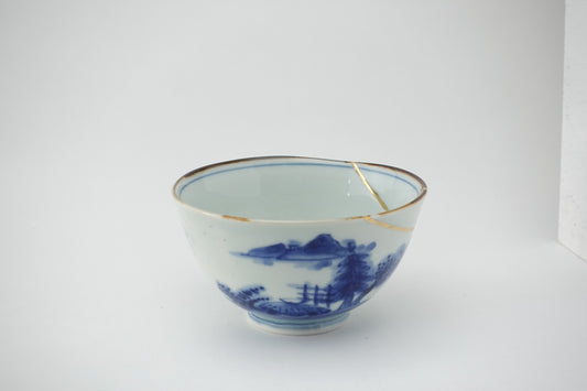 金線古染山水 飯碗