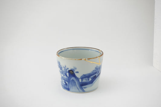 金線古染山水 蕎麦猪口