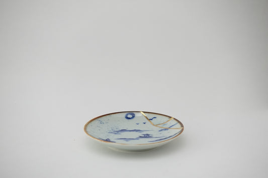 金線古染山水 小皿