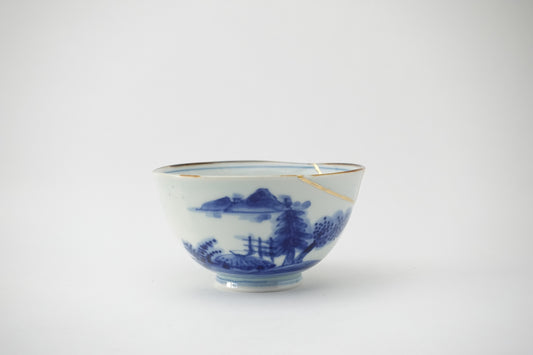 金線古染山水 飯碗