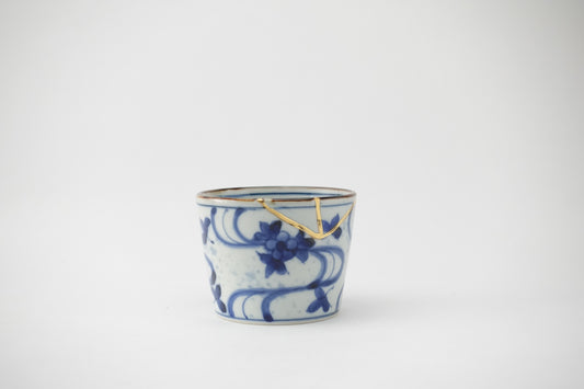 金線古染流水 蕎麦猪口