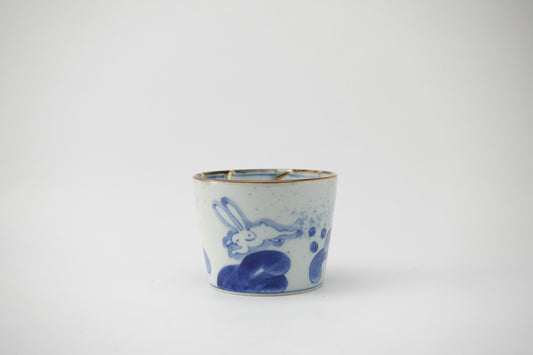 金線古染兎 蕎麦猪口
