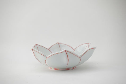 洸琳窯 花紋(赤)鉄仙花型小鉢