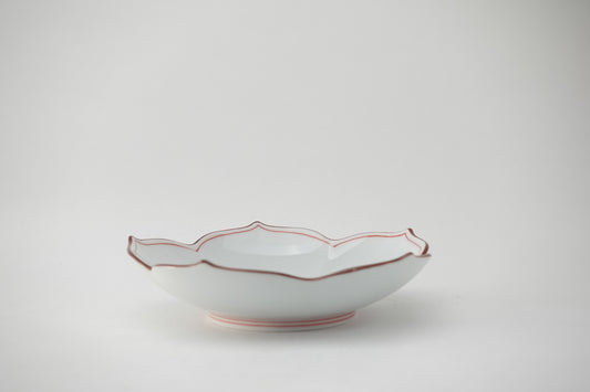 洸琳窯 桔梗絵(赤)桔梗型皿