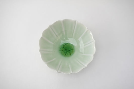 洸琳窯 ヒワビードロ・花紋鉢(タマリ)