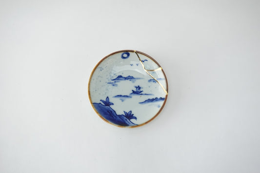 金線古染山水 小皿