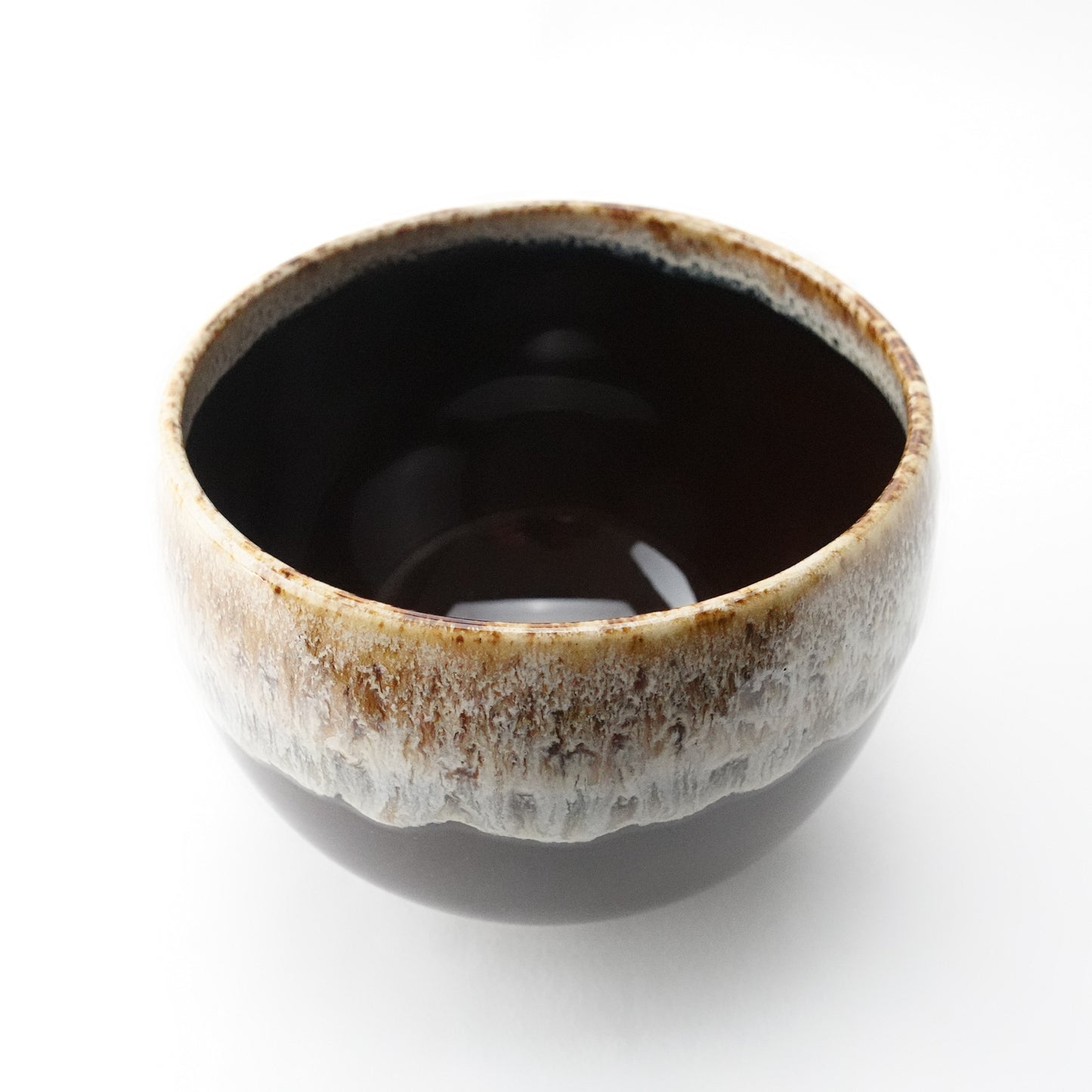 白唐津流し（茶）　丸抹茶碗　波佐見焼　陶器　ボウル　カフェオレボウル