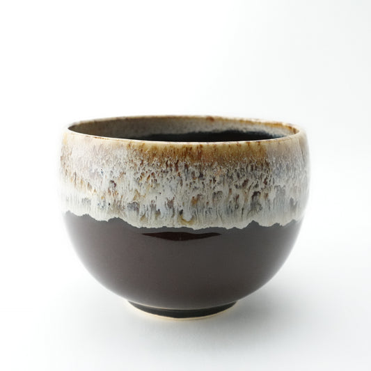 白唐津流し（茶）　丸抹茶碗　波佐見焼　陶器　ボウル　カフェオレボウル