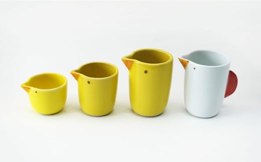 にわとり親子のミルクピッチャー、ポットセット4点セット(おにぎり箸置もセット）